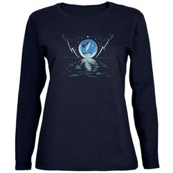 Grateful Dead &8211 Blue Moon Navy Juniors Long Sleeve T-Shirt