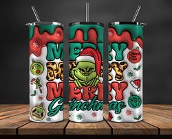 Grinchmas Christmas 3D Inflated Puffy Tumbler Wrap Png, Christmas 3D Tumbler Wrap, Grinchmas Tumbler PNG 126