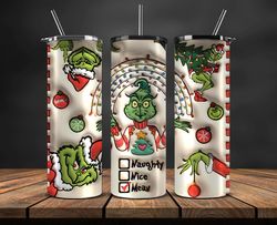 Grinchmas Christmas 3D Inflated Puffy Tumbler Wrap Png, Christmas 3D Tumbler Wrap, Grinchmas Tumbler PNG 135