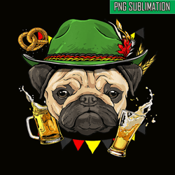 Pug Oktoberfest PNG German Beer Fest PNG Dog And Beer PNG