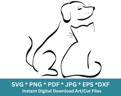 Cat & Dog SVG, love svg, Cricut Silhouette Cut Files, Paw Medical Pet Doctor Veterinary Logo Design, Cute Animal Vet Cli