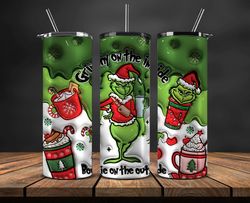Christmas 20oz Tumbler Wrap PNG, Christmas 3D Inflated Puffy Tumbler Wrap Png, Grinchmas 20oz Png 296