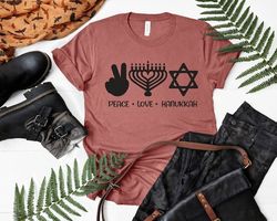 Peace Love Hanukkah Tshirt, Jewish Shirt, Judaism Tee, Religious T-Shirt, Hanukkah Shirt,