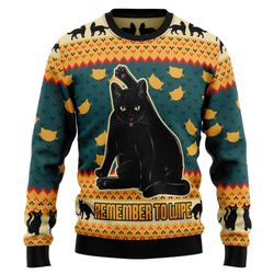 Stylish Black Cat Ugly Christmas Sweater – Festive Feline Knitwear