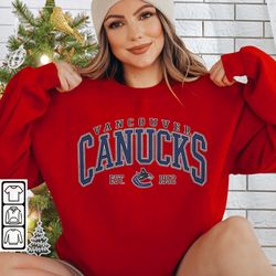 Vancouver Canucks Shirt, Merch Vintage 90s Sweatshirt Hockey Retro Unisex Crewneck Gift For Fan College 1610S LTRP