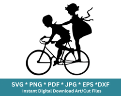 Children Svg Kids Svg Kids Playing Cutting File Bicycle Clipart Scrapbooking Clip Art SVG DXF Png, Children Printable Im
