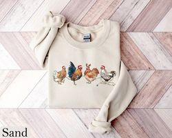 Chicken Christmas Sweatshirt, Funny Chicken Sweater, Funny Animal Shirt, Cute Farmer Sweater, Christmas Country Shirts,