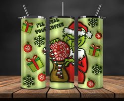 Grinchmas Christmas 3D Inflated Puffy Tumbler Wrap Png, Christmas 3D Tumbler Wrap, Grinchmas Tumbler PNG 03