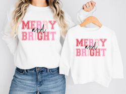 Merry and Bright Sweatshirt, Family Christmas Sweatshirts, Matching Mommy and Me Sweaters, Mommy and Mini Christmas Swea