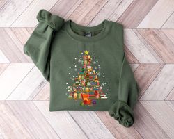 Christmas Tree made of books Sweatshirt, Gift For Teachers, Book Tree, Book Lovers Christmas Shirt, Bookworm Christmas S
