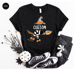Custom Halloween Gifts, Personalized Witch Tshirt, Spooky Season Clothes, Customized Gift, Girls Halloween Party Shirts,
