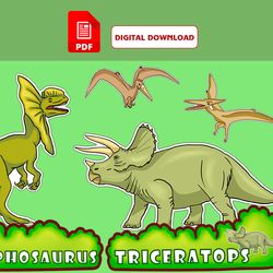 Paper Dinosaurs. Dinosaurs Game Book. Quiet book. DIY busy book. Cut out paper doll. PDF file. Studying dinosaurs.