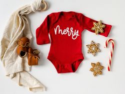 baby merry christmas outfit, glitter christmas shirt, girls christmas outfit, baby christmas clothing, holiday baby clot