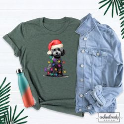 Christmas Poodle Shirt, Christmas Shirt, Christmas Dog Shirt, Pet Owner Shirt, Christmas Dog Lights Shirt, Christmas Par