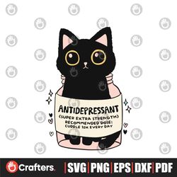 Funny Antidepressant Black Cat SVG