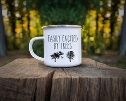 Easily Excited By Trees Coffee Mug, Funny Tree Cutter, Arborist, Lumberjack Gifts, Arboriculture Gift Cup, Tree Pruning,
