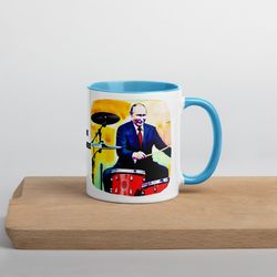 Funny Mug of Kim Jong Un and Vladimir Putin Playing Music Instruments as a Rock Band Colored Handle and Inside Cup, The