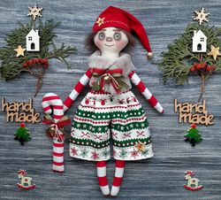 Christmas Elf cloth doll rag doll-gift softie plush stuffed doll textile doll fabric doll decoration Gnome home decor