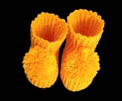 woolen crochet baby shoes orange color size 8 month baby