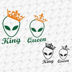 Queen King Alien Couple Funny Valentine's Day Love T-shirt Design SVG Cut File