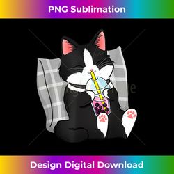 Kawaii Neko Tuxedo Cat Boba Bubble Milk Tea for Anime Lover - Vibrant Sublimation Digital Download - Chic, Bold, and Uncompromising