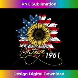 60th Birthday Sunflower Vintage Born In 1961 American Flag - Minimalist Sublimation Digital File - Lively and Captivating Visuals