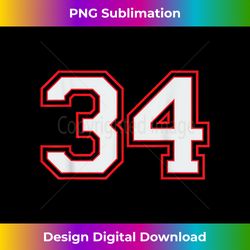 Red Number 34 Sports Player Jersey Fun Game Winner #34 Lucky - Bohemian Sublimation Digital Download - Spark Your Artistic Genius