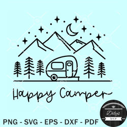 Happy Camper SVG, Camping SVG, Adventure Svg, Camp life Svg, Campfire Svg