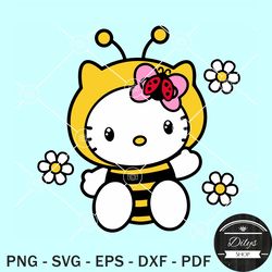Hello Kitty flower bee SVG, Hello Kitty Bee SVG, Sanrio SVG, Kawaii Cat SVG