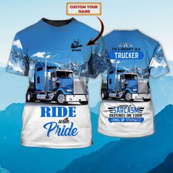 Custom Blue 3D Trucker Shirt: Personalized & Stylish Grumpy Old Trucker T-Shirts