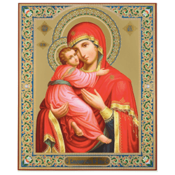 Virgin of Vladimir | Lithography print on wood | Size: 15 7/8"x13 1/8" (40cm x 33 x 0.8 cm) | Made in Russia