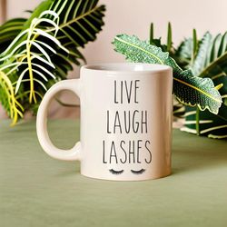 Live Laugh Lashes, Lash Tech Gift, Cosmetology Graduate, Beauty Salon Decor, Lash Artist Coffee Mug, Christmas, Esthetic