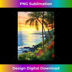 Peaceful Hawaii Beach Sunset Watercolor Tank Top - Sleek Sublimation PNG Download - Rapidly Innovate Your Artistic Vision