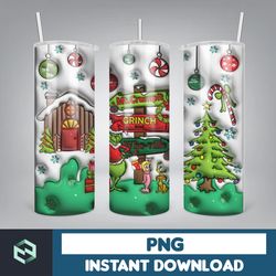3D Christmas Tumbler Sublimation, 20oz Skinny Tumbler Wrap, Cartoon Funny Christmas Design Tumbler PNG (13)