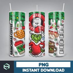 3D Christmas Tumbler Sublimation, 20oz Skinny Tumbler Wrap, Cartoon Funny Christmas Design Tumbler PNG (20)