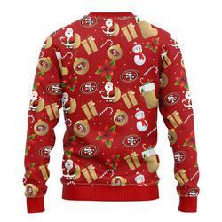 NFL San Francisco 49ers Santa Claus Snowman Ugly Hoodie 3D Zip Hoodie 3D Ugly Christmas Sweater 3D Fleece Hoodie