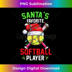 Santa's Favorite Softball Player Christmas Pajama Matching - Sleek Sublimation PNG Download - Lively and Captivating Visuals