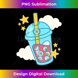 Weirdcore Aesthetic Kawaii Bubble Boba Milk Tea Eyeballs - Sublimation-Optimized PNG File - Access the Spectrum of Sublimation Artistry