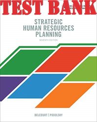 TEST BANK for Strategic Human Resources Planning by Monica Belcourt (Complete 14 Chapters _Q&A)