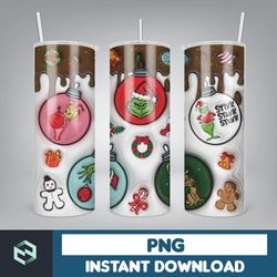 3D Inflated Christmas Tumbler Wrap Design Download PNG, 20 Oz Digital Tumbler Wrap PNG Instant Download (1)