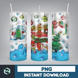 3D Inflated Christmas Tumbler Wrap Design Download PNG, 20 Oz Digital Tumbler Wrap PNG Instant Download (2)