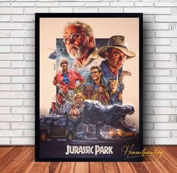 Jurassic Park Movie Poster Canvas Wall Art Family Decor, Home Decor,Frame Option-3