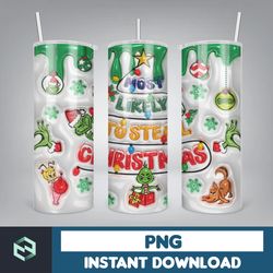3D Inflated Christmas Tumbler Wrap Design Download PNG, 20 Oz Digital Tumbler Wrap PNG Instant Download (24)
