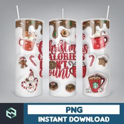 3D Inflated Christmas Tumbler Wrap Design Download PNG, 20 Oz Digital Tumbler Wrap PNG Instant Download (48)