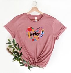 Teacher Heart Shirt, Teacher School Supplies Shirt, Funny Teacher Shirt, School Supply Shirt, Kindergarten Teacher Shirt