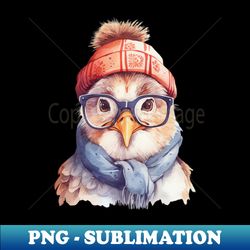 Cozy Chicken in an Orange Hat - Aesthetic Sublimation Digital File - Unleash Your Creativity