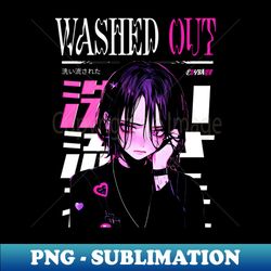 Washed Out Cute Anime Emo Girl - Vintage Sublimation PNG Download - Create with Confidence