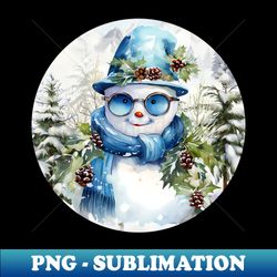 snowman in blue hat - png transparent sublimation file - perfect for creative projects