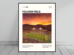 Folsom Field Print  Colorado Buffaloes Poster  NCAA Art  NCAA Stadium Poster   Oil Painting  Modern Art   Travel Print