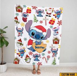 Christmas Gift, Stitch Christmas Quilt, Personalized Christmas Quilt, Christmas Quilt, Custom Quilt, Stitch Birthday Gif